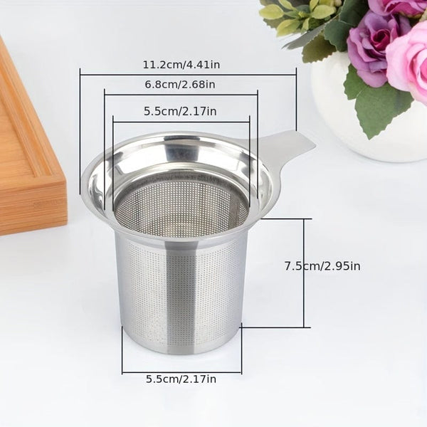 Planet Gates Stainless Steel 1pc Premium Stainless Steel Tea Filter with Single Mesh for Precise Brewing and Leak-Free Pouring