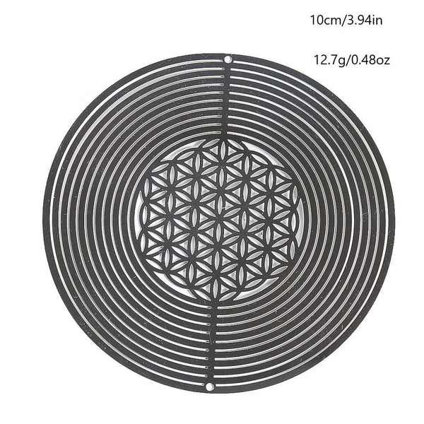 Planet Gates Stainless Steel Beautiful Stainless Steel Flower of Life Wind Spinner - Add Elegance to Your Garden!