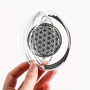 Planet Gates Stainless Steel Beautiful Stainless Steel Flower of Life Wind Spinner - Add Elegance to Your Garden!