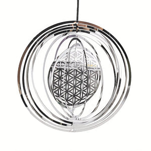 Planet Gates Stainless Steel Beautiful Stainless Steel Flower of Life Wind Spinner - Add Elegance to Your Garden!