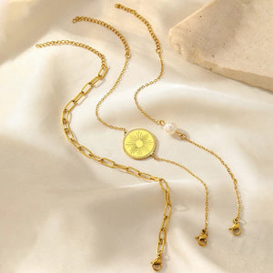 Planet Gates Stainless Steel Bracelet Triple Stacked Circle Imitation Pearl Vintage Elegant Bracelet Ladies Jewelry Birthday Anniversary Gift