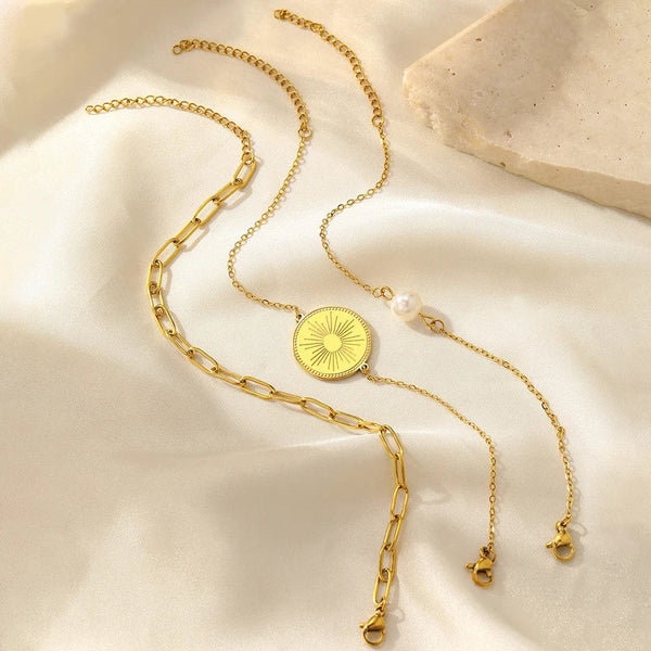 Planet Gates Stainless Steel Bracelet Triple Stacked Circle Imitation Pearl Vintage Elegant Bracelet Ladies Jewelry Birthday Anniversary Gift