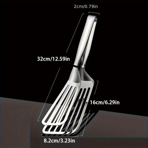 Planet Gates Stainless Steel Fish Spatula 1pc, Multifunctional Stainless Steel Serving Tongs for Buffet, Fish Frying, Bread, Steak, Salad, and Dessert - Kitchen Tools for Effortless Food Prep and Presentation