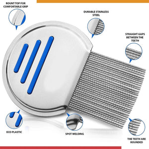 Planet Gates Stainless Steel Flea Comb Dogs  Lice Combs and Head Lice Nit Comb Flea Combs for dog cat Kid Adult Threaded Comb Grooming tooth