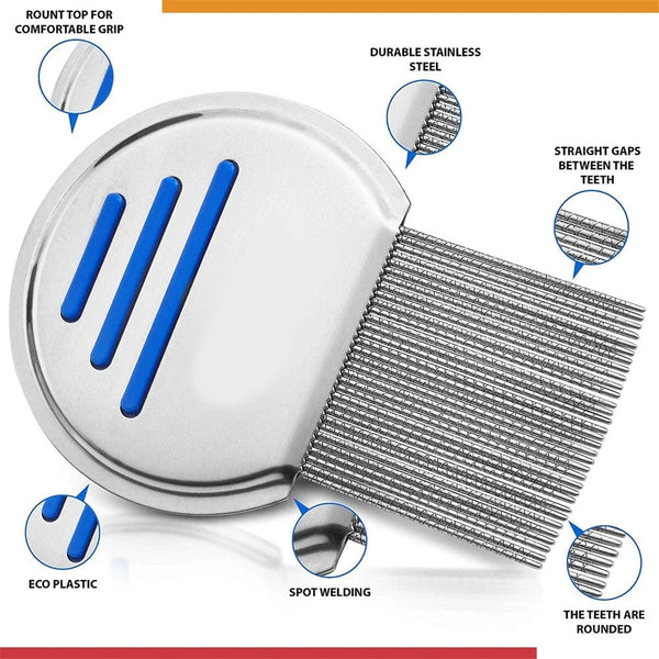 Planet Gates Stainless Steel Flea Comb Dogs  Lice Combs and Head Lice Nit Comb Flea Combs for dog cat Kid Adult Threaded Comb Grooming tooth