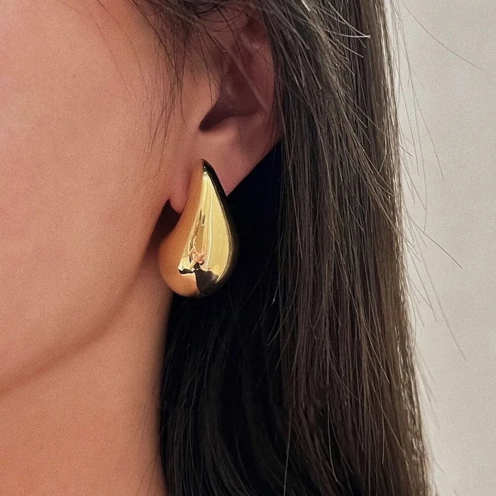 Planet Gates Stainless Steel Gold Plated Tear Drop Earrings Dupes for Women Lightweight Smooth Metal Waterdrop Hoop Earrings Trendy Jewelry