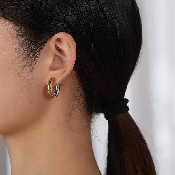 Planet Gates Stainless Steel Hoop Earring For Men Women Simple Hip Hop Rock Gold Color Piercing Punk Chic Jewelry Korean Chunky Earrings