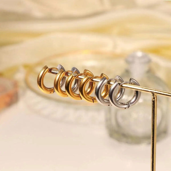 Planet Gates Stainless Steel Hoop Earring For Men Women Simple Hip Hop Rock Gold Color Piercing Punk Chic Jewelry Korean Chunky Earrings