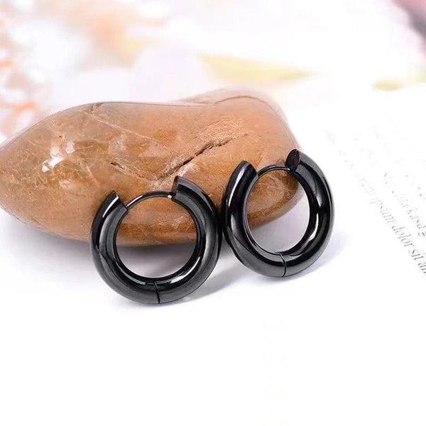 Planet Gates Stainless Steel Hoop Earring For Men Women Simple Hip Hop Rock Gold Color Piercing Punk Chic Jewelry Korean Chunky Earrings