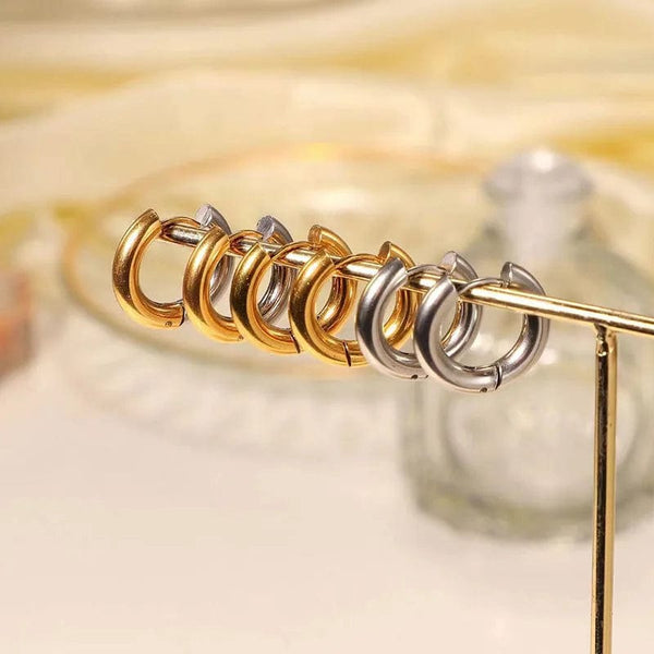 Planet Gates Stainless Steel Hoop Earring For Men Women Simple Hip Hop Rock Gold Color Piercing Punk Chic Jewelry Korean Chunky Earrings