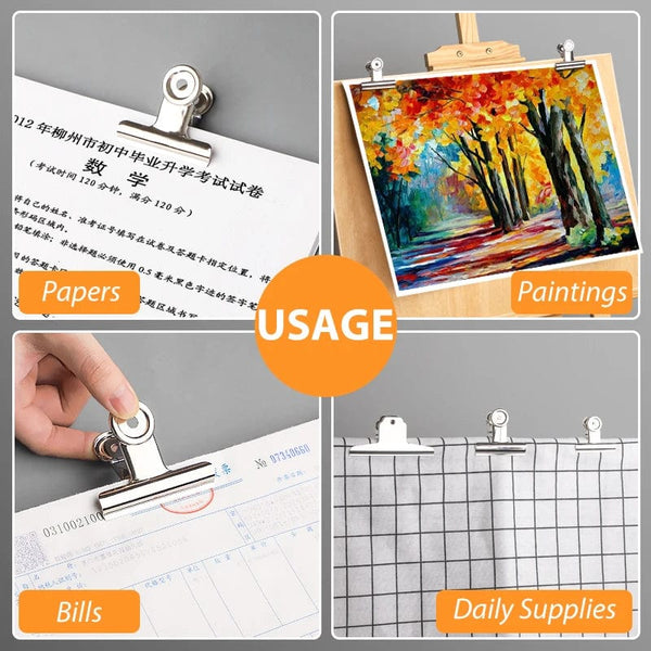 Planet Gates Stainless Steel Multi-functional Metal Clamp Paper Clips Strong Binder School Office Household Stationery Supplies