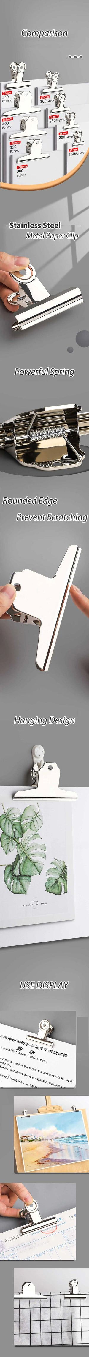 Planet Gates Stainless Steel Multi-functional Metal Clamp Paper Clips Strong Binder School Office Household Stationery Supplies