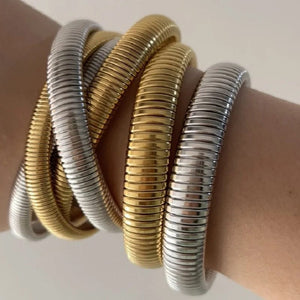 Planet Gates Stainless Steel Two Three Laps Winding Stretch Elastic Bracelet for Women Gold Plating Kpop Gift