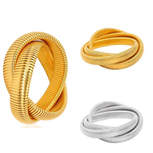 Planet Gates Stainless Steel Two Three Laps Winding Stretch Elastic Bracelet for Women Gold Plating Kpop Gift
