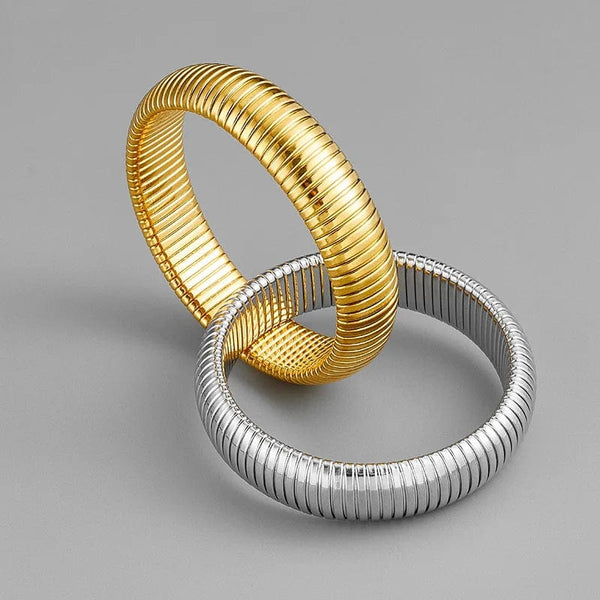 Planet Gates Stainless Steel Two Three Laps Winding Stretch Elastic Bracelet for Women Gold Plating Kpop Gift
