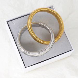 Planet Gates Stainless Steel Two Three Laps Winding Stretch Elastic Bracelet for Women Gold Plating Kpop Gift