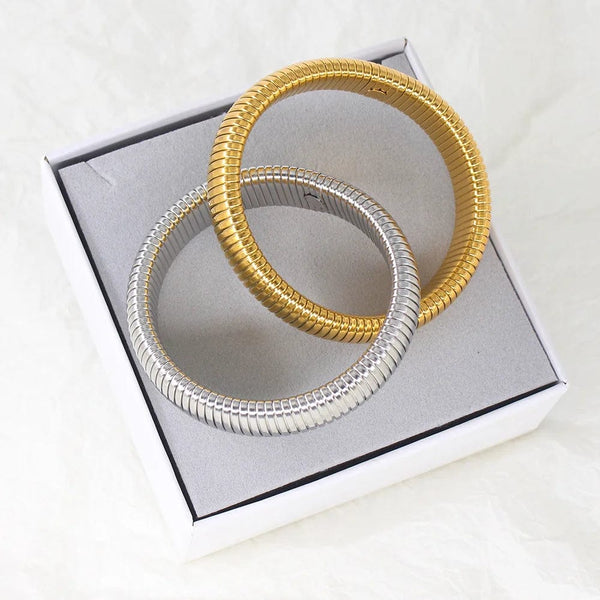 Planet Gates Stainless Steel Two Three Laps Winding Stretch Elastic Bracelet for Women Gold Plating Kpop Gift