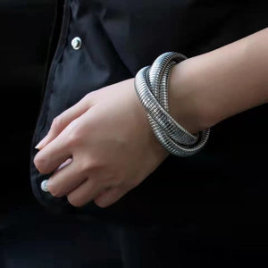 Planet Gates Stainless Steel Two Three Laps Winding Stretch Elastic Bracelet for Women Gold Plating Kpop Gift