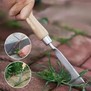 Planet Gates Stainless Steel Wood Handle Garden Weeder Hand Weeding Removal Cutter Puller Tools Multifunction Weeder Transplant Garden Tools
