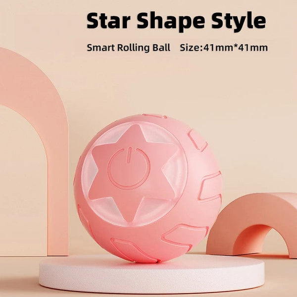 Planet Gates Star Shape Pink Pet Automatic Rolling Cat Toy Training Self-propelled Kitten Toy Indoor Interactive Play Electric Smart Cat Ball Toy Supplies