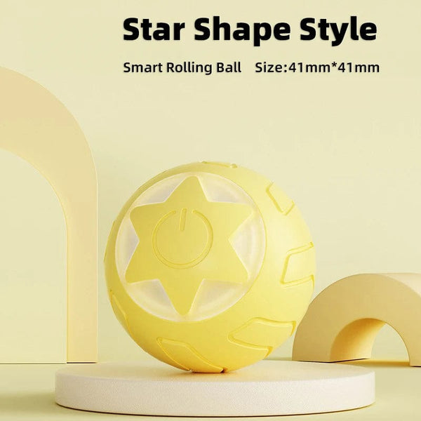 Planet Gates Star Shape Yellow Pet Automatic Rolling Cat Toy Training Self-propelled Kitten Toy Indoor Interactive Play Electric Smart Cat Ball Toy Supplies