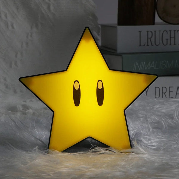 Planet Gates Star Super Mario LED Question Mark Night Light with Music Anime PeripheralsToad Children Bedroom Bedside Lamp USB Charging Gifts