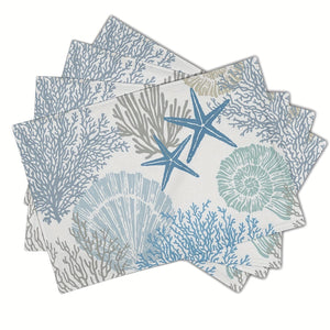 Planet Gates Starfish Beach Theme Ocean 4pcs, Nautical Placemats, Starfish Beach Theme, Ocean Seashell Washable Coastal Place Mats, Decorative Table Mat For Dining Table 30.48×45.72 Cm