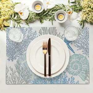 Planet Gates Starfish Beach Theme Ocean 4pcs, Nautical Placemats, Starfish Beach Theme, Ocean Seashell Washable Coastal Place Mats, Decorative Table Mat For Dining Table 30.48×45.72 Cm