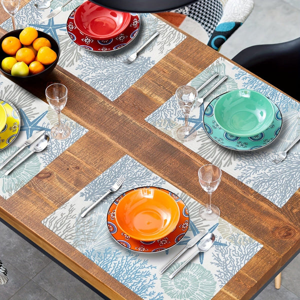 Planet Gates Starfish Beach Theme Ocean 4pcs, Nautical Placemats, Starfish Beach Theme, Ocean Seashell Washable Coastal Place Mats, Decorative Table Mat For Dining Table 30.48×45.72 Cm