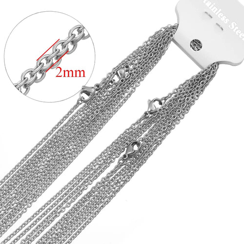 Planet Gates steel  2mm / 50CM 10Pcs/lot  50cm Stainless Steel Link Chains Necklaces Cuban Cross Chains Accessories for DIY Gifts Jewelry Making Bulk Wholesale