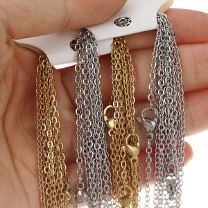 Planet Gates steel  2mm / 50CM 10Pcs/lot  50cm Stainless Steel Link Chains Necklaces Cuban Cross Chains Accessories for DIY Gifts Jewelry Making Bulk Wholesale
