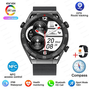 Planet Gates Steel Black For Huawei GT6 Pro Smart Watch Men 390*390 HD Screen Heart Rate Bluetooth Call IP67 Waterproof Sport SmartWatch for Xiaomi Apple