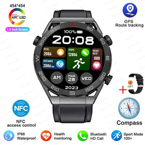Planet Gates Steel Black For Huawei GT6 Pro Smart Watch Men 390*390 HD Screen Heart Rate Bluetooth Call IP67 Waterproof Sport SmartWatch for Xiaomi Apple