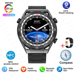 Planet Gates Steel Black For Huawei GT6 Pro Smart Watch Men 390*390 HD Screen Heart Rate Bluetooth Call IP67 Waterproof Sport SmartWatch for Xiaomi Apple