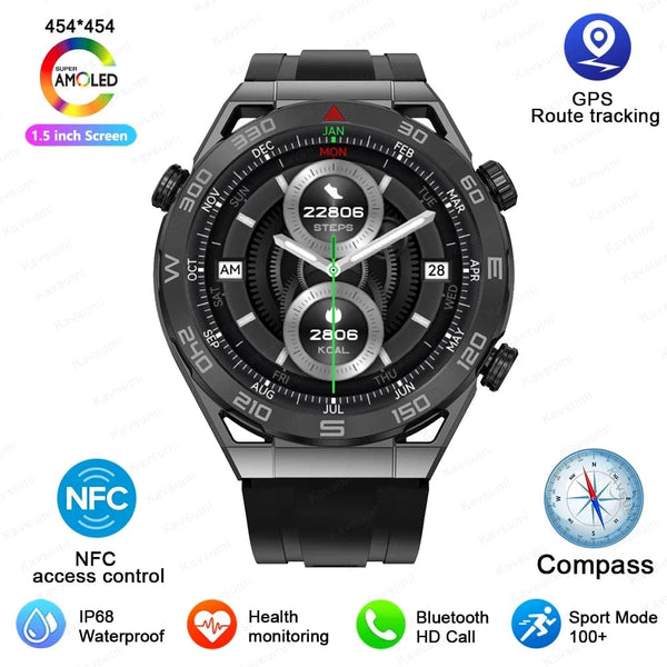 Planet Gates Steel Black For Huawei GT6 Pro Smart Watch Men 390*390 HD Screen Heart Rate Bluetooth Call IP67 Waterproof Sport SmartWatch for Xiaomi Apple