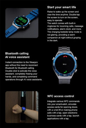 Planet Gates Steel Black For Huawei GT6 Pro Smart Watch Men 390*390 HD Screen Heart Rate Bluetooth Call IP67 Waterproof Sport SmartWatch for Xiaomi Apple