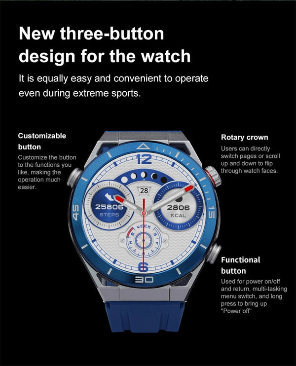 Planet Gates Steel Black For Huawei GT6 Pro Smart Watch Men 390*390 HD Screen Heart Rate Bluetooth Call IP67 Waterproof Sport SmartWatch for Xiaomi Apple