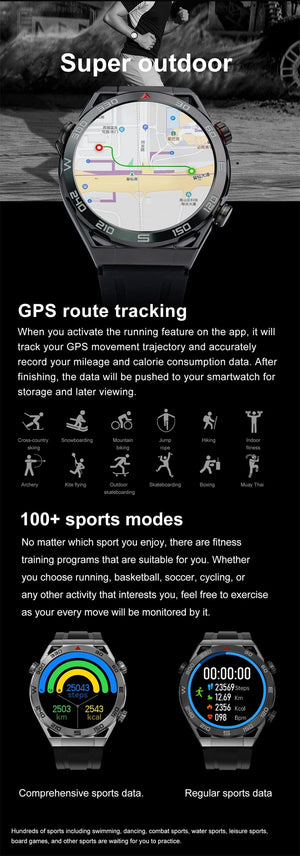 Planet Gates Steel Black For Huawei GT6 Pro Smart Watch Men 390*390 HD Screen Heart Rate Bluetooth Call IP67 Waterproof Sport SmartWatch for Xiaomi Apple