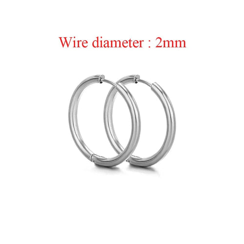 Planet Gates Steel color / 16mm inner 10pcs Stainless Steel Women Hoop Earrings Men Punk Earrings Hiphop Bijoux Jewelry Gifts Fashion Huggie Accessories Supplies