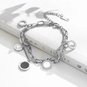 Planet Gates Steel color Luxury Famous Brand Jewelry  Gold color Stainless Steel Roman numerals Bracelets & Bangles Female Charm Bracelet For Women