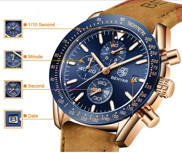 Planet Gates Steel Silver Black BENYAR Men Watches Brand Luxury Silicone Strap Waterproof Sport Quartz Chronograph Military Watch Men Clock Relogio Masculino