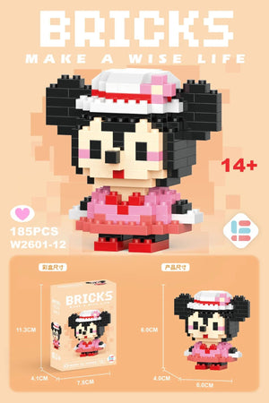 Planet Gates Stitch Disney Princess Elsa LinaBell Building Blocks Mickey Mouse Duck Mini Action Figures Blocks Assemble Toys Brick Kids Gifts