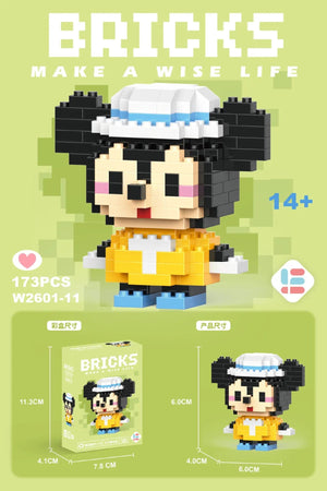 Planet Gates Stitch Disney Princess Elsa LinaBell Building Blocks Mickey Mouse Duck Mini Action Figures Blocks Assemble Toys Brick Kids Gifts