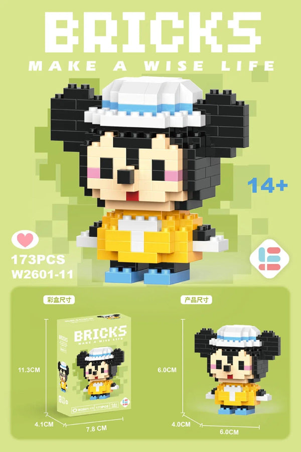 Planet Gates Stitch Disney Princess Elsa LinaBell Building Blocks Mickey Mouse Duck Mini Action Figures Blocks Assemble Toys Brick Kids Gifts