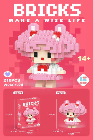 Planet Gates Stitch Disney Princess Elsa LinaBell Building Blocks Mickey Mouse Duck Mini Action Figures Blocks Assemble Toys Brick Kids Gifts