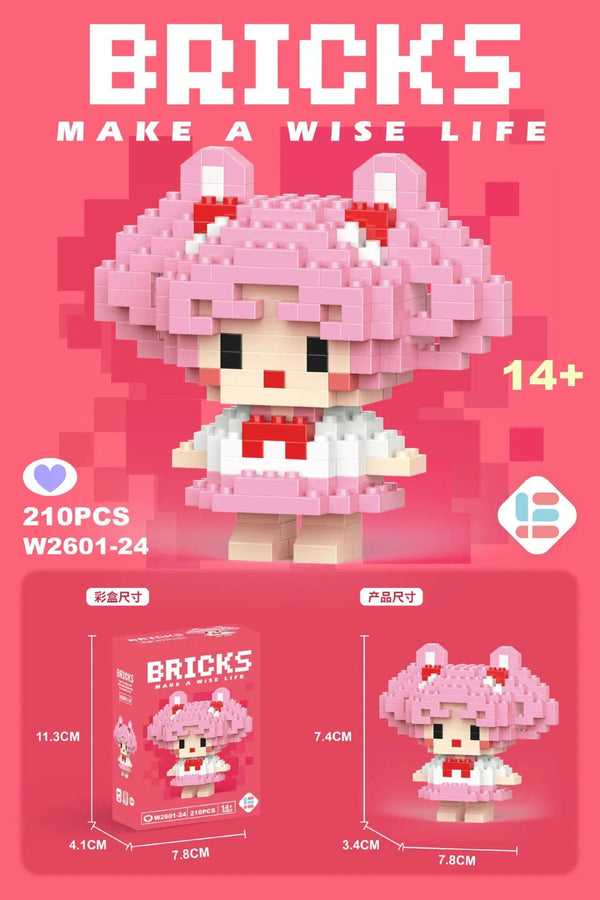 Planet Gates Stitch Disney Princess Elsa LinaBell Building Blocks Mickey Mouse Duck Mini Action Figures Blocks Assemble Toys Brick Kids Gifts