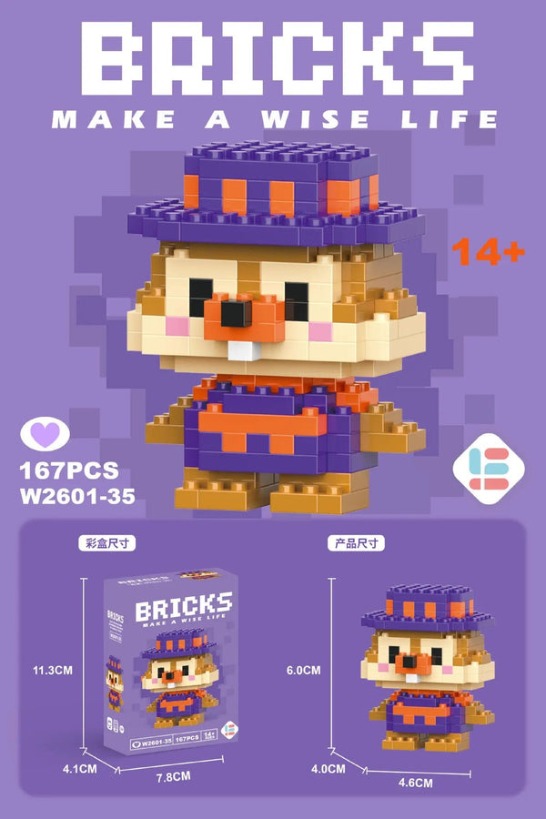 Planet Gates Stitch Disney Princess Elsa LinaBell Building Blocks Mickey Mouse Duck Mini Action Figures Blocks Assemble Toys Brick Kids Gifts