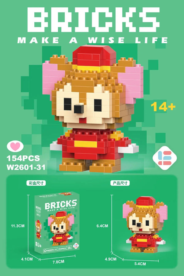 Planet Gates Stitch Disney Princess Elsa LinaBell Building Blocks Mickey Mouse Duck Mini Action Figures Blocks Assemble Toys Brick Kids Gifts