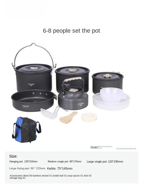 Planet Gates Stove Cookware Outdoor Camping Picnic Pot Full Set Instrument Suit Spare Suitable For 2-6 People
