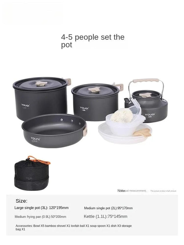 Planet Gates Stove Cookware Outdoor Camping Picnic Pot Full Set Instrument Suit Spare Suitable For 2-6 People